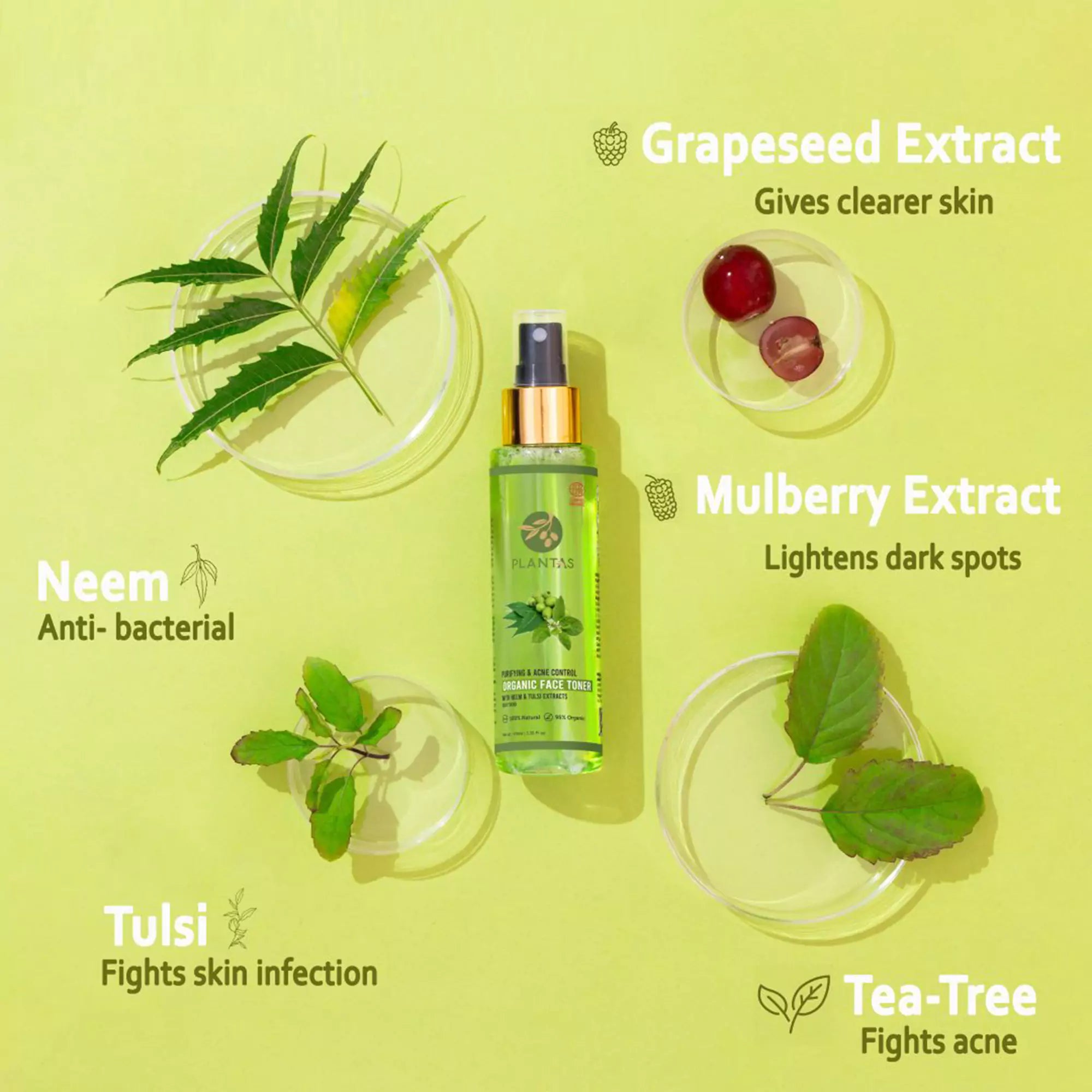 Plantas Organic Face Toner -  Purifying and Acne Defence image 2